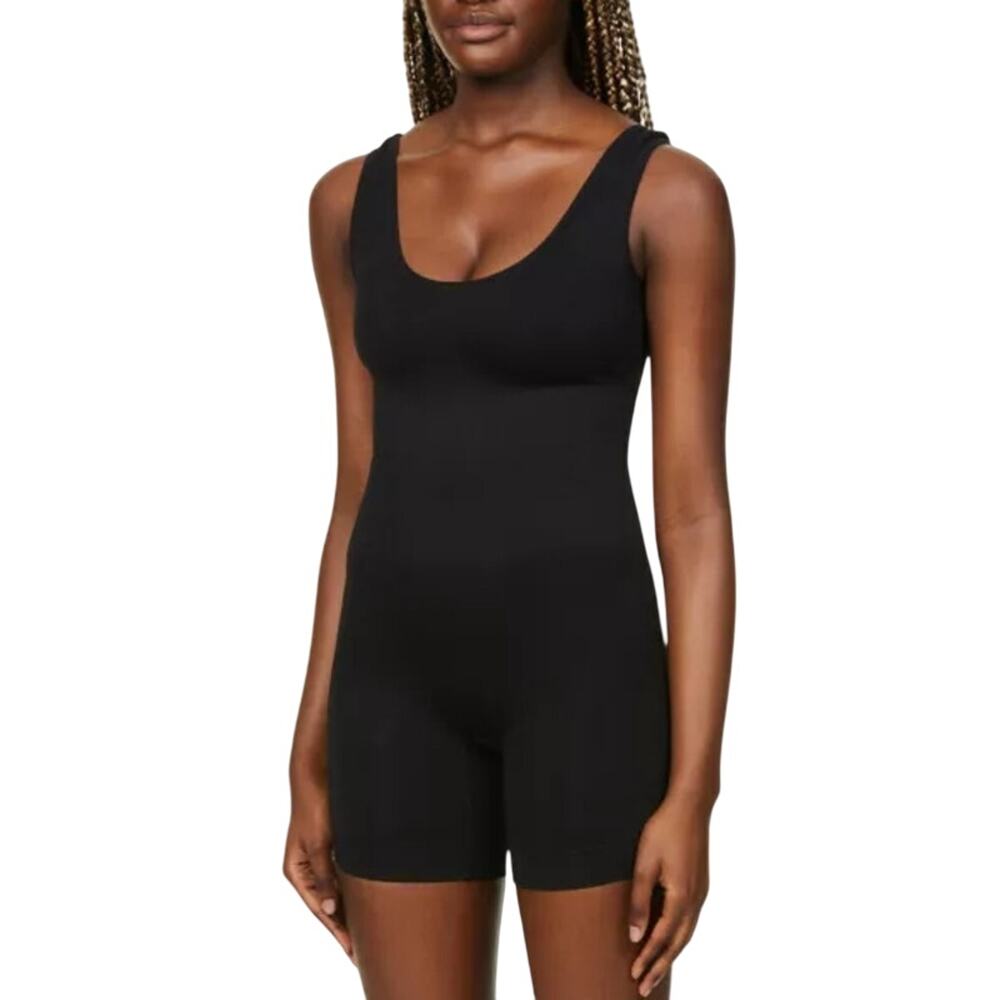 Bumpsuit Maternity Support Postpartum Stretch Woven Bodysuit Black